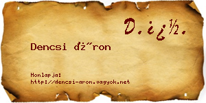 Dencsi Áron névjegykártya